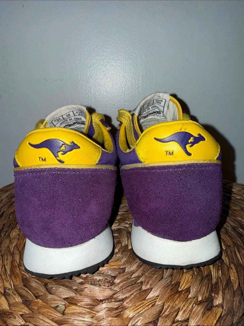 Vintage KangaROOS Sneakers Purple Gold Yellow Pocket Shoes Mens 9 Womens 10.5